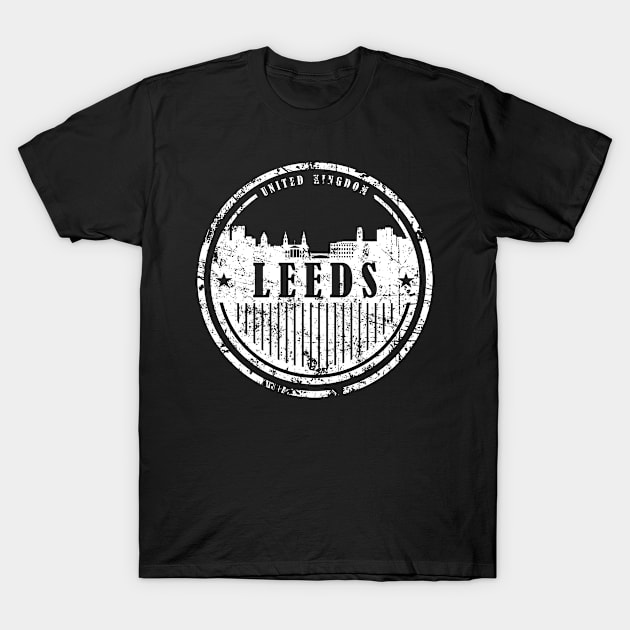 Leeds, United Kingdom White Skyline T-Shirt by danydesign